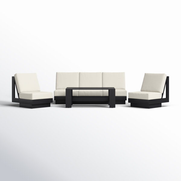 Lucca 4Piece Outdoor Seating Group with Swivel Chairs and Sunbrella Cushions Joss & Main